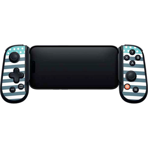 Polka Dots and Stripes Heart in Blue Backbone One for iPhone Game Controller Skin